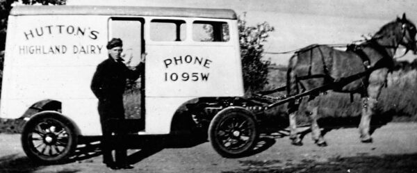 Joseph Hutton, of Hutton's Highland Dairy. Lindsay, circa: 1945. Photo courtesy of Maryboro Lodge: The Fenelon Museum.