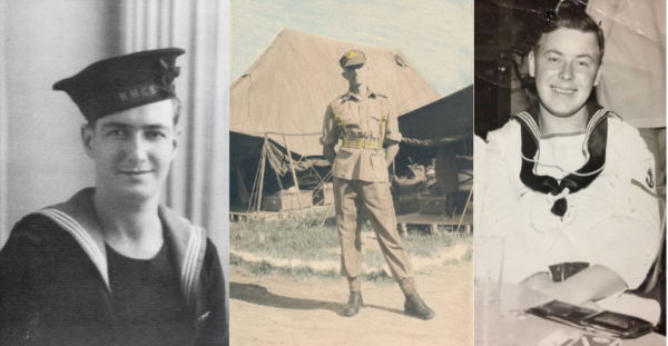 From left to right: Able Seaman Gordon Gibbins, Gunner Thomas Cook, and Douglas Louch (Royal Canadian Navy/Royal Canadian Air Force). All images courtesy Br. 67, Royal Canadian Legion.