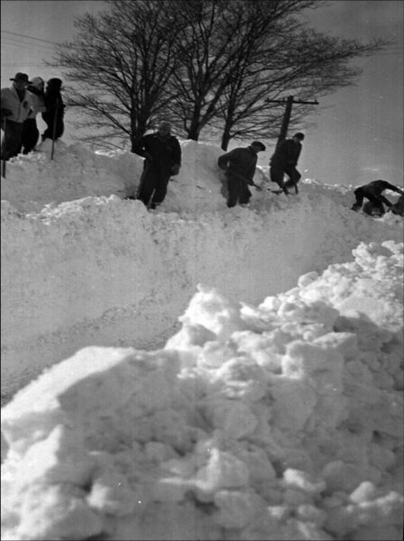 Little Britain residents dig their way out after a blizzard during the 1940s.