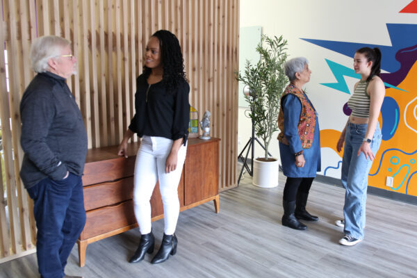 Peter Sanderson and Sue Allen, left, with Zarina Decambra and Sage Stapleton, right. Photo: Sienna Frost.