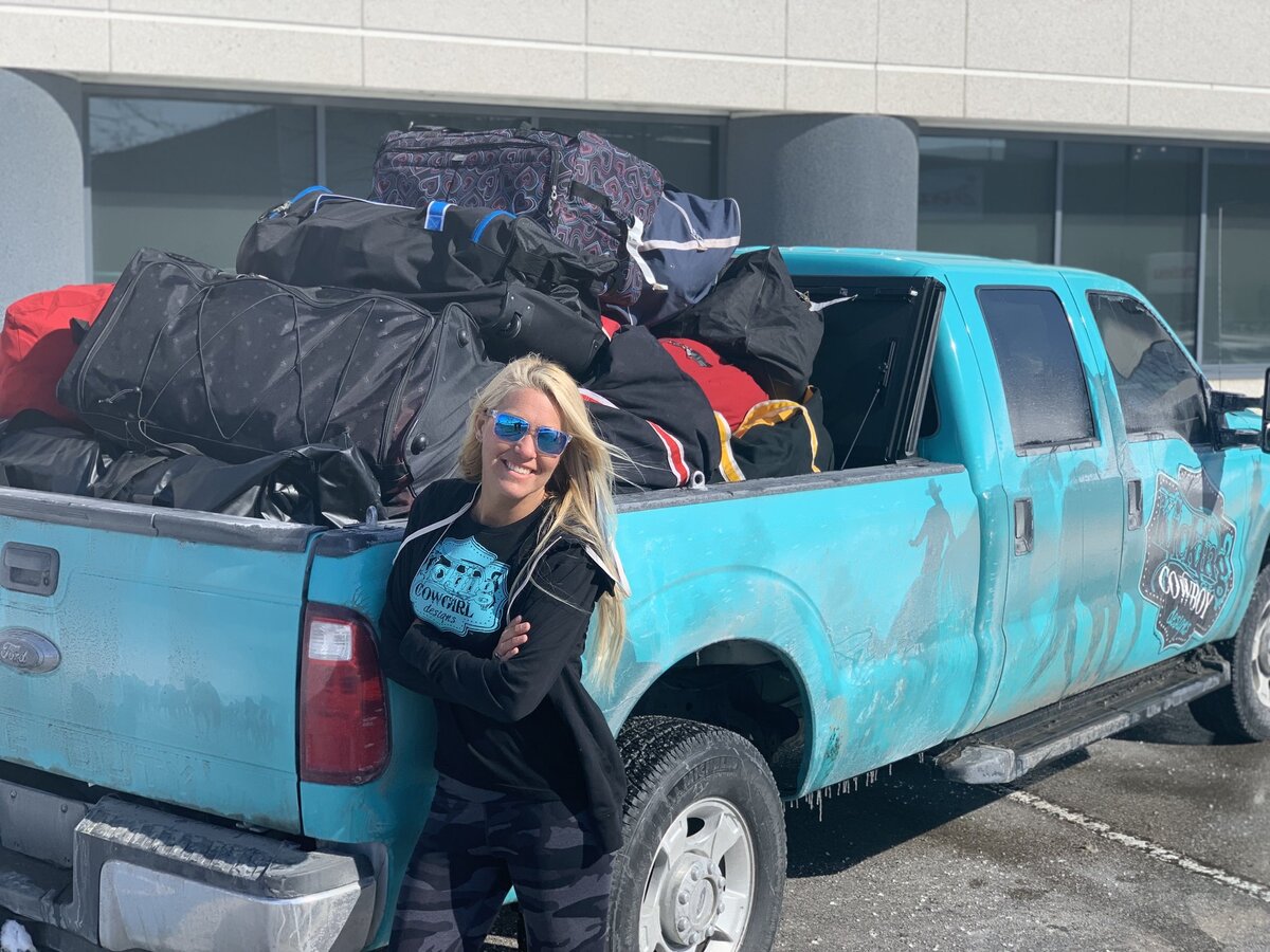 Western boots and a big heart help define this Kicking Cowgirl